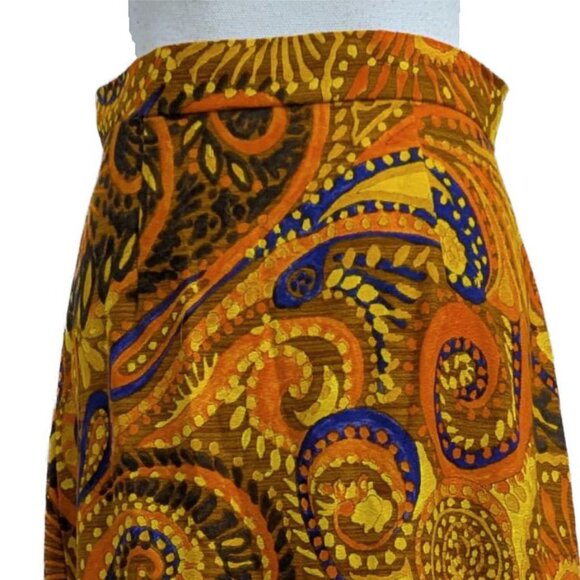 Vintage 1970s Barkcloth 100% Cotton Skirt by Beverly Vogue of California - Picture 4 of 7